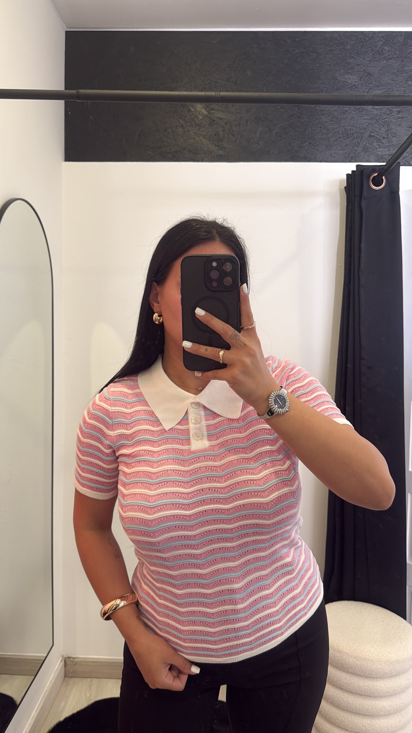 Polo em tricô- rosa
