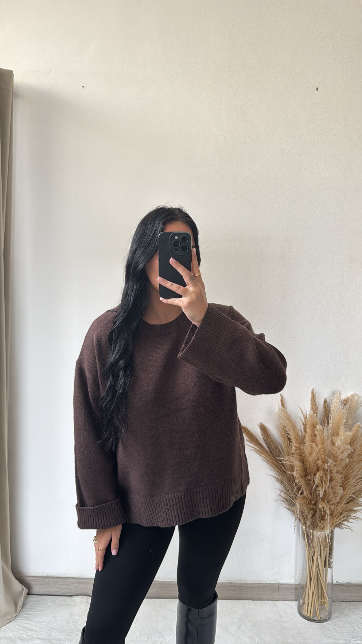 Camisola de malha castanha MOCHY
