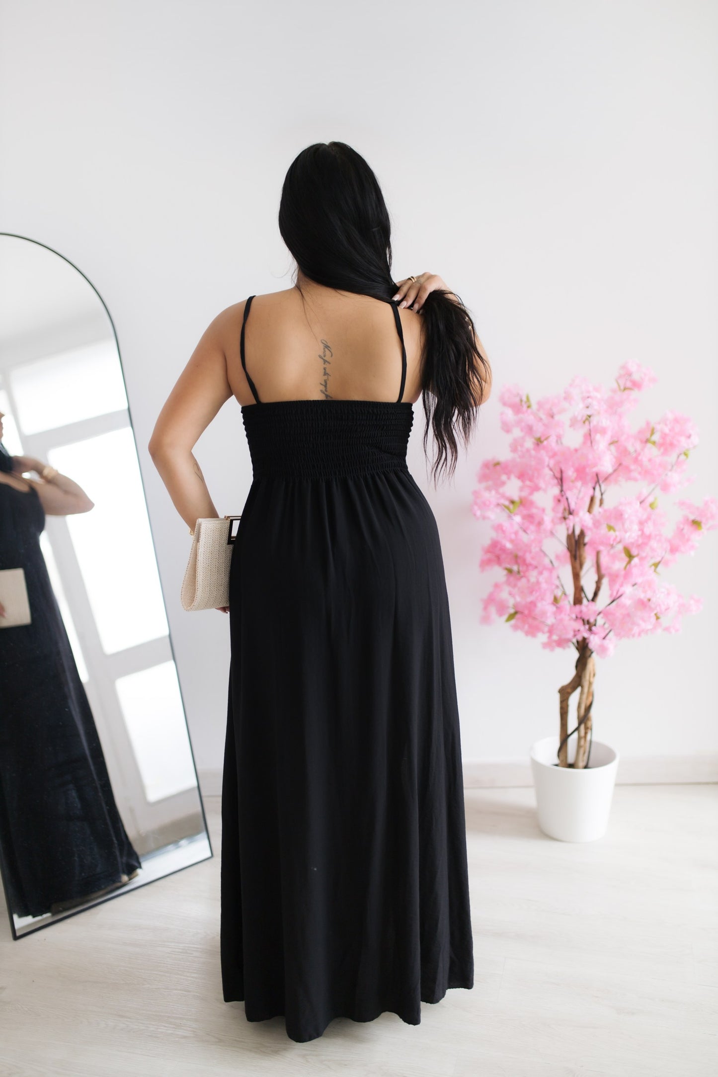 Vestido comprido fluido - preto
