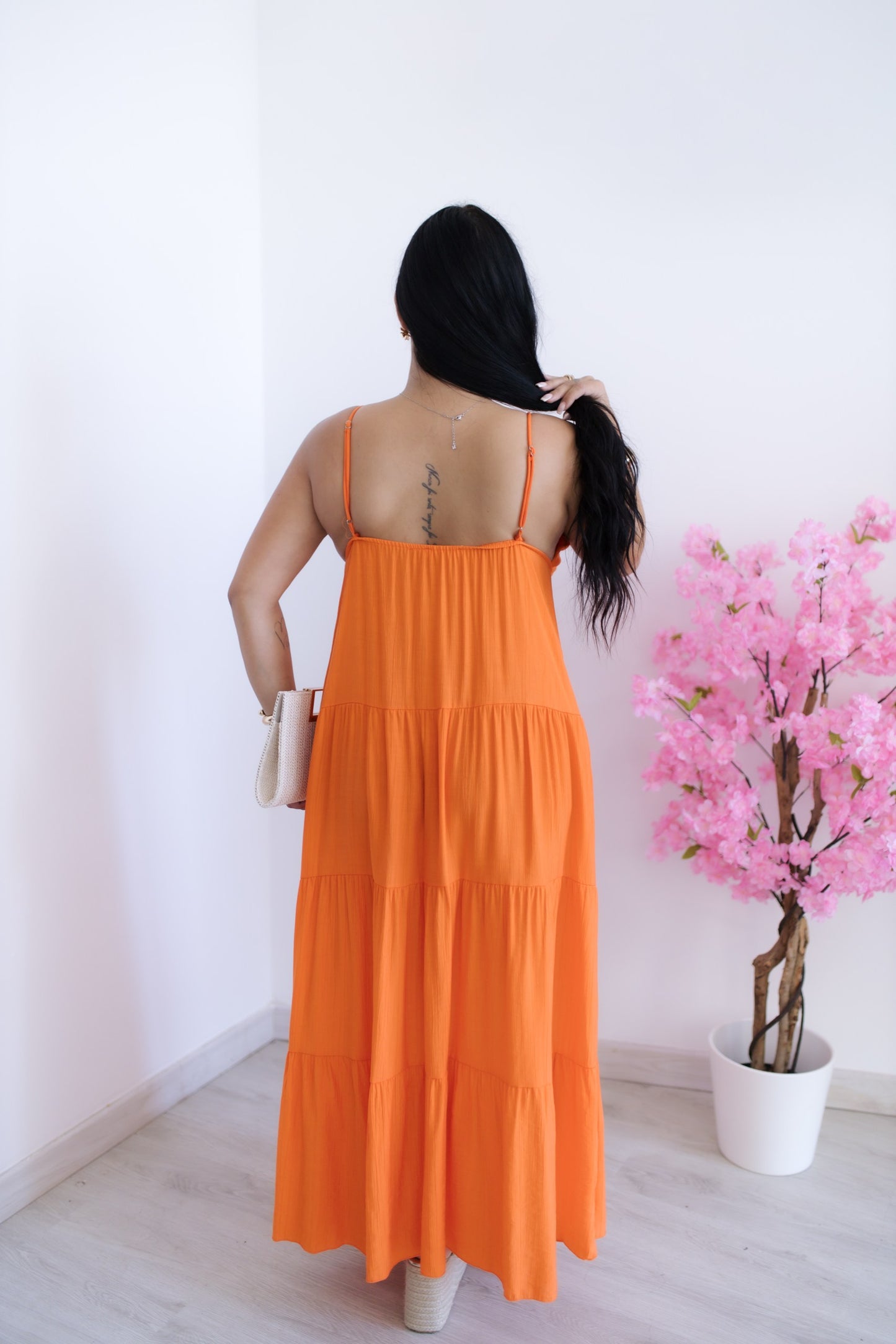 Vestido comprido Aurora - laranja
