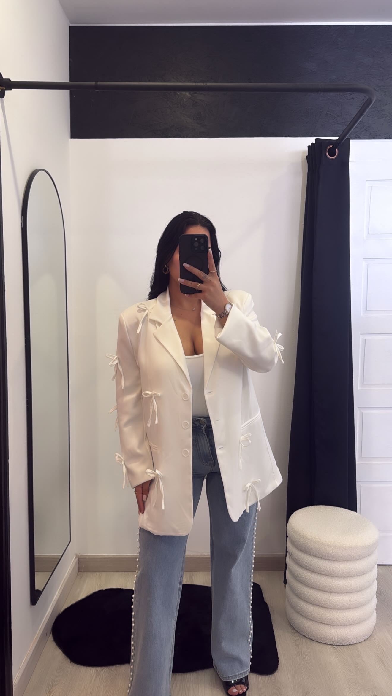 Blazer com laços branco