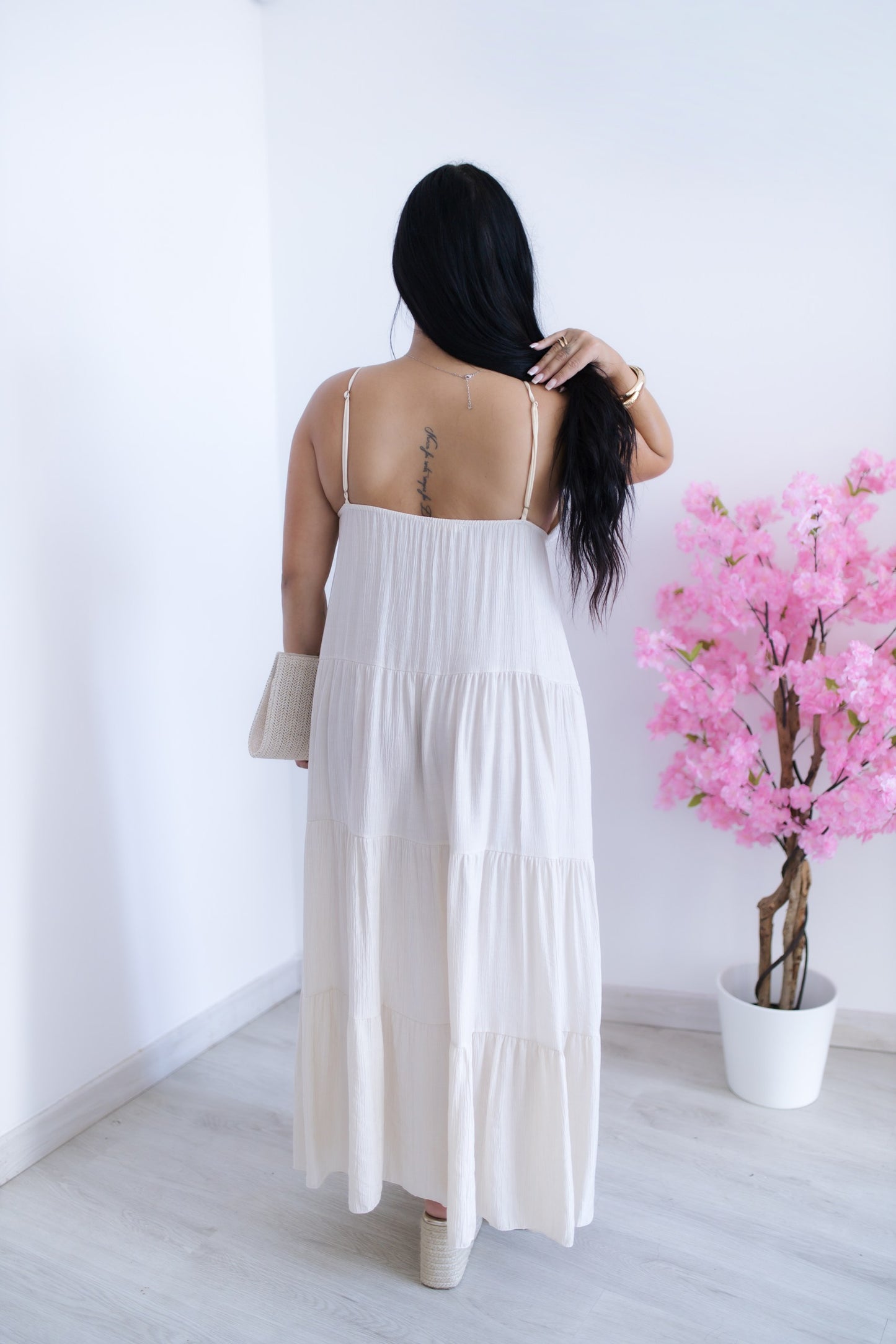 Vestido comprido Aurora - bege