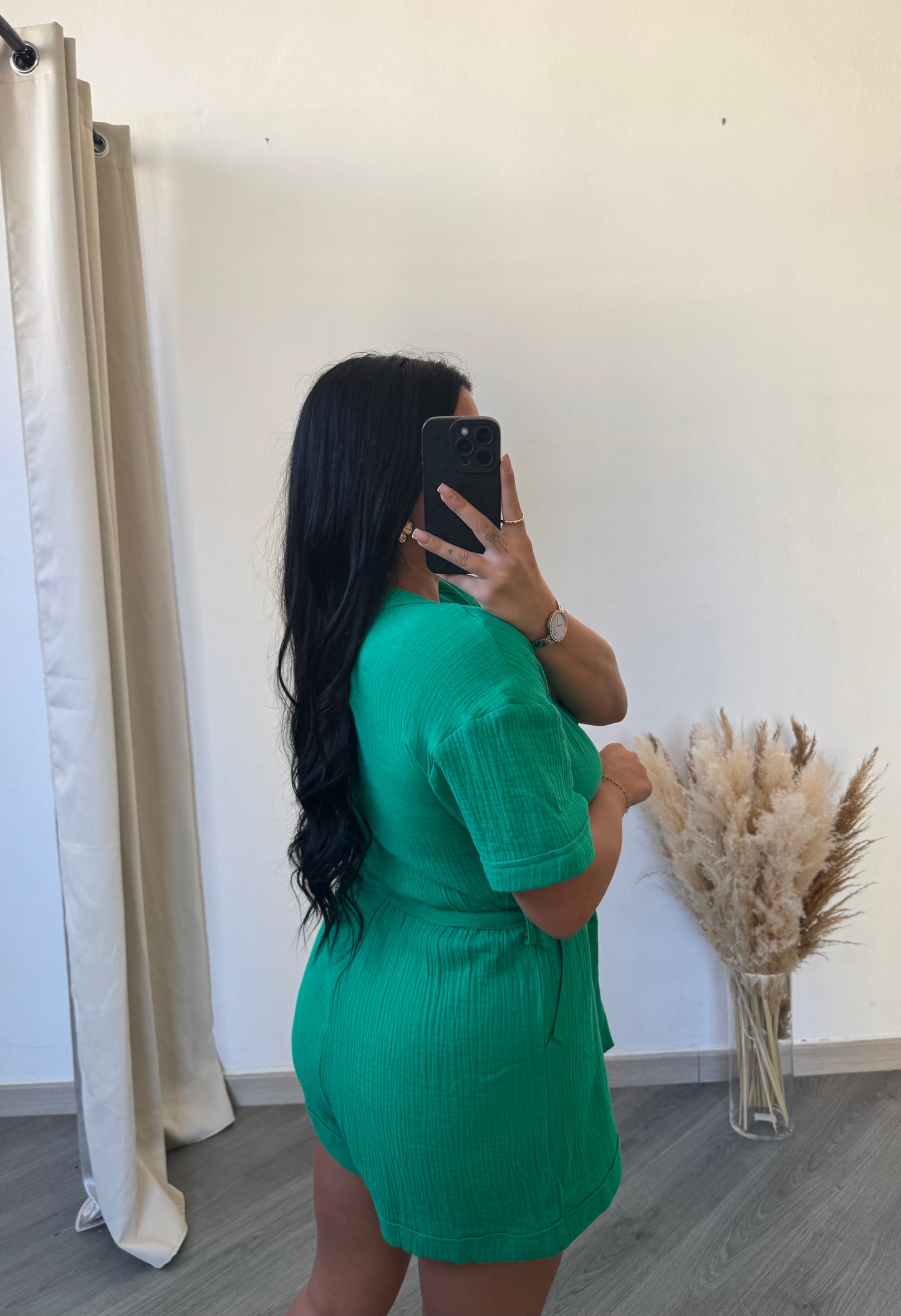 Macacão gaze de algodão- verde