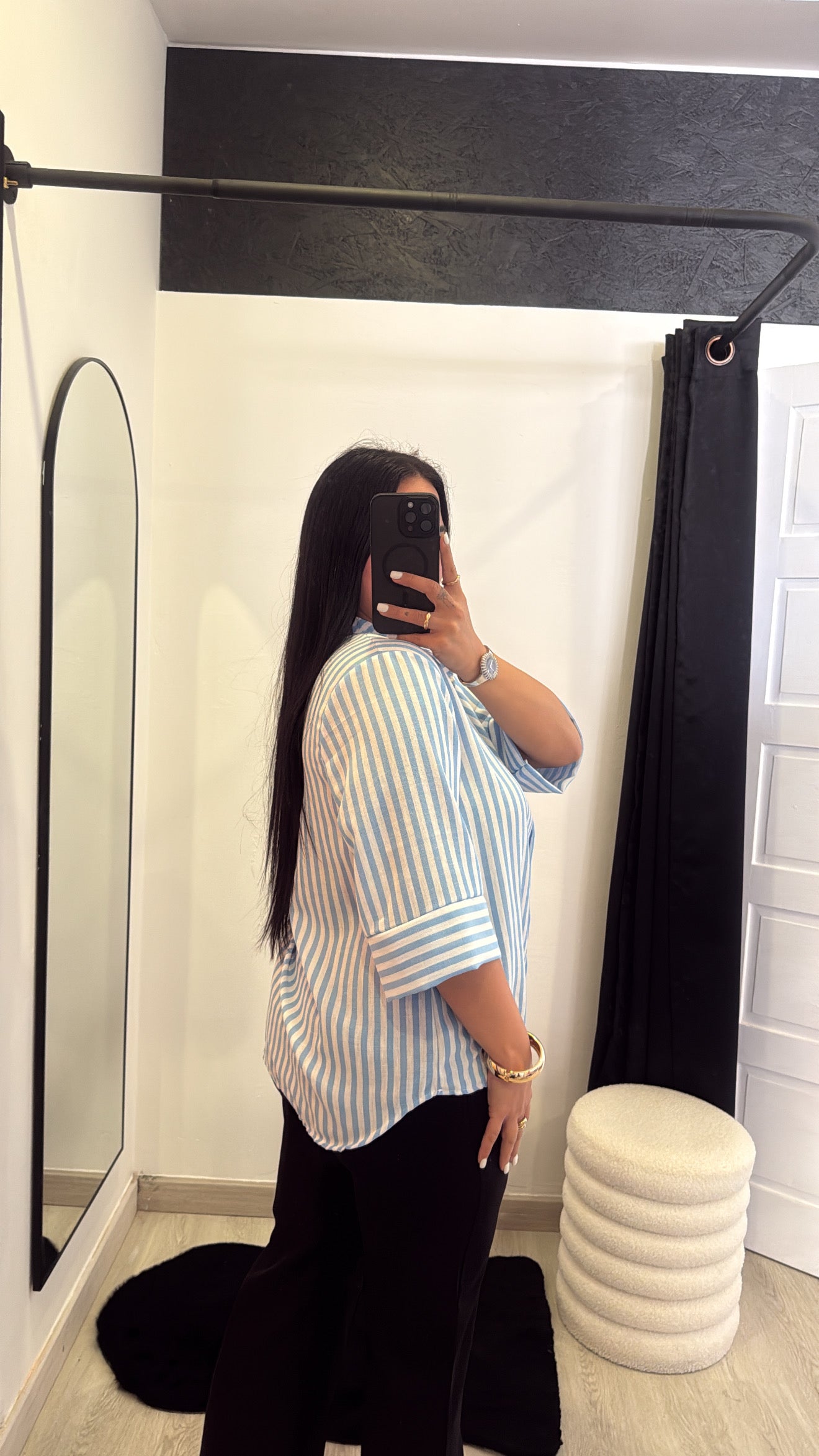 Blusa oversize as riscas - azul