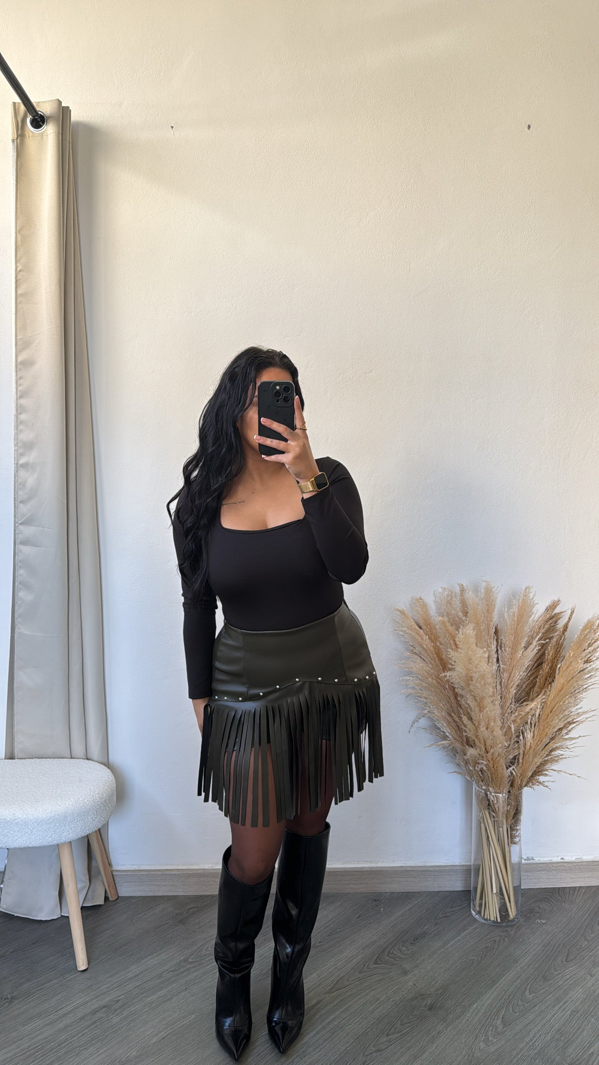 Saia-calção franjas