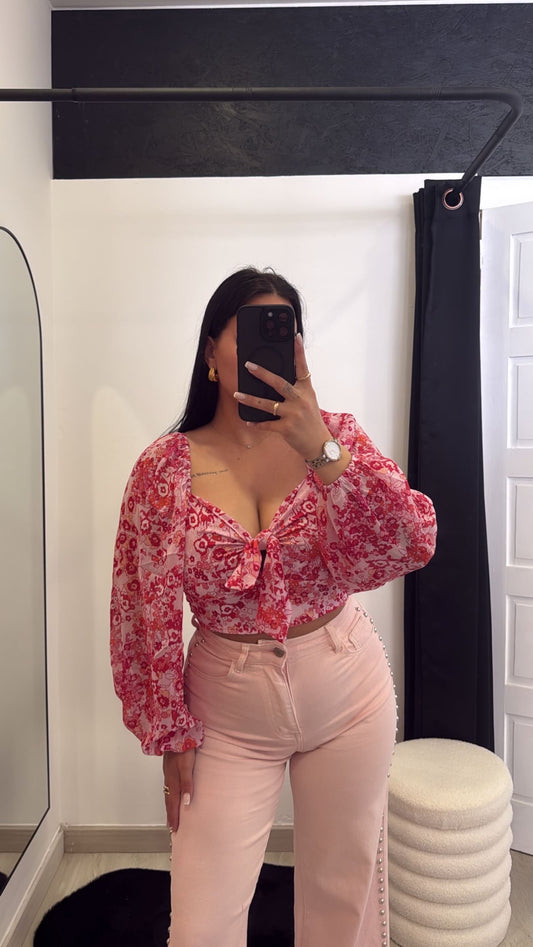 Top estampado rosa