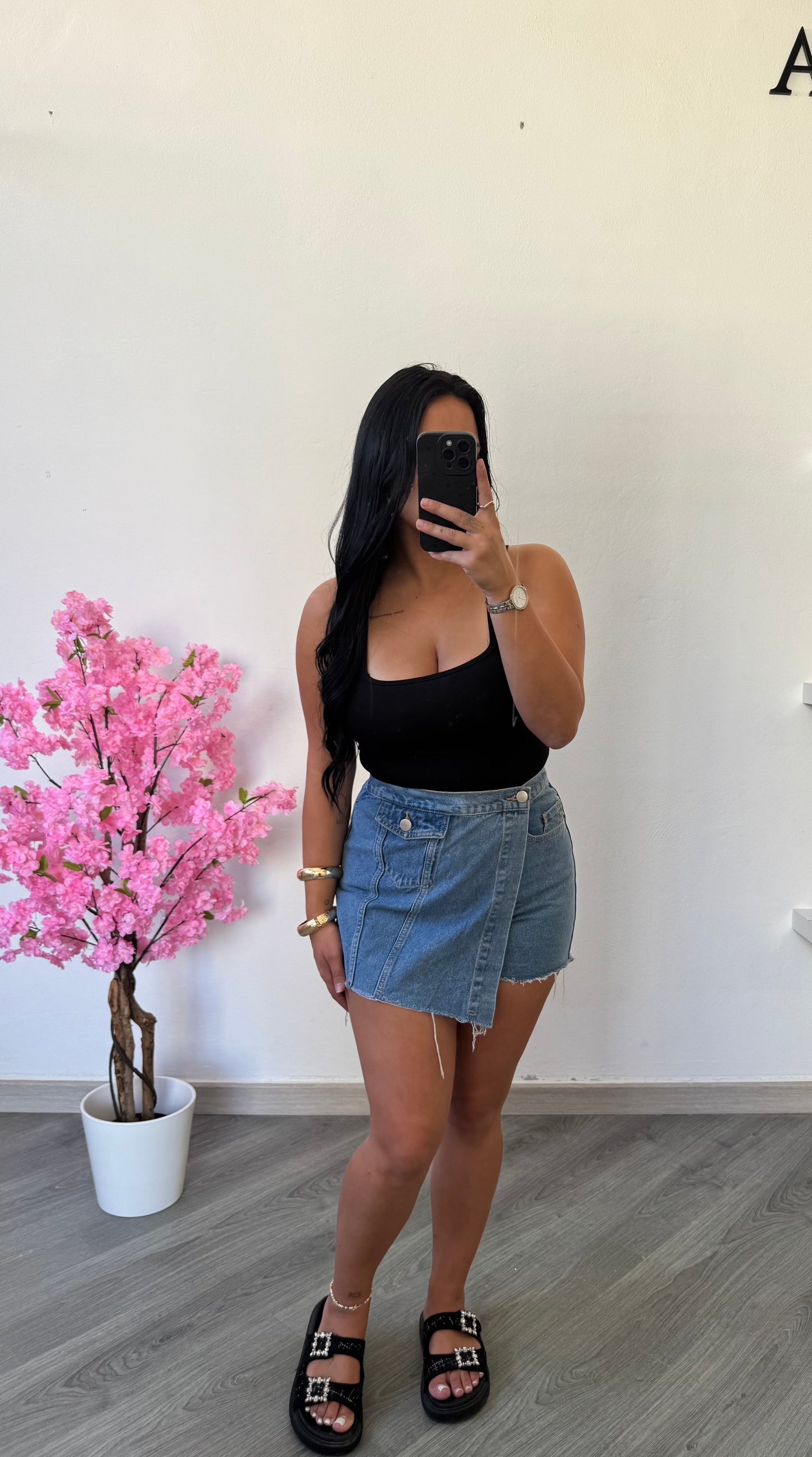 Saia-calção de ganga - AZUL