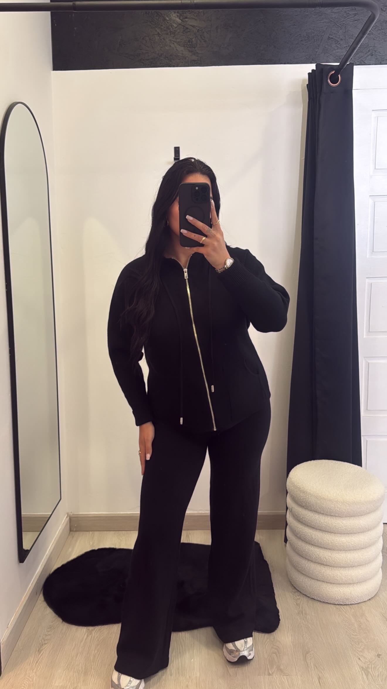 Conjunto casual em malha preto