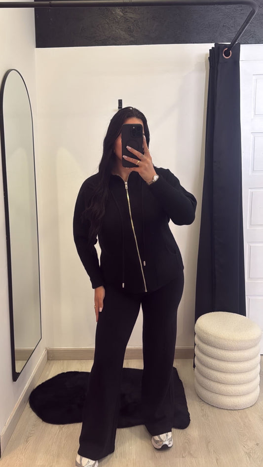 Conjunto casual em malha preto
