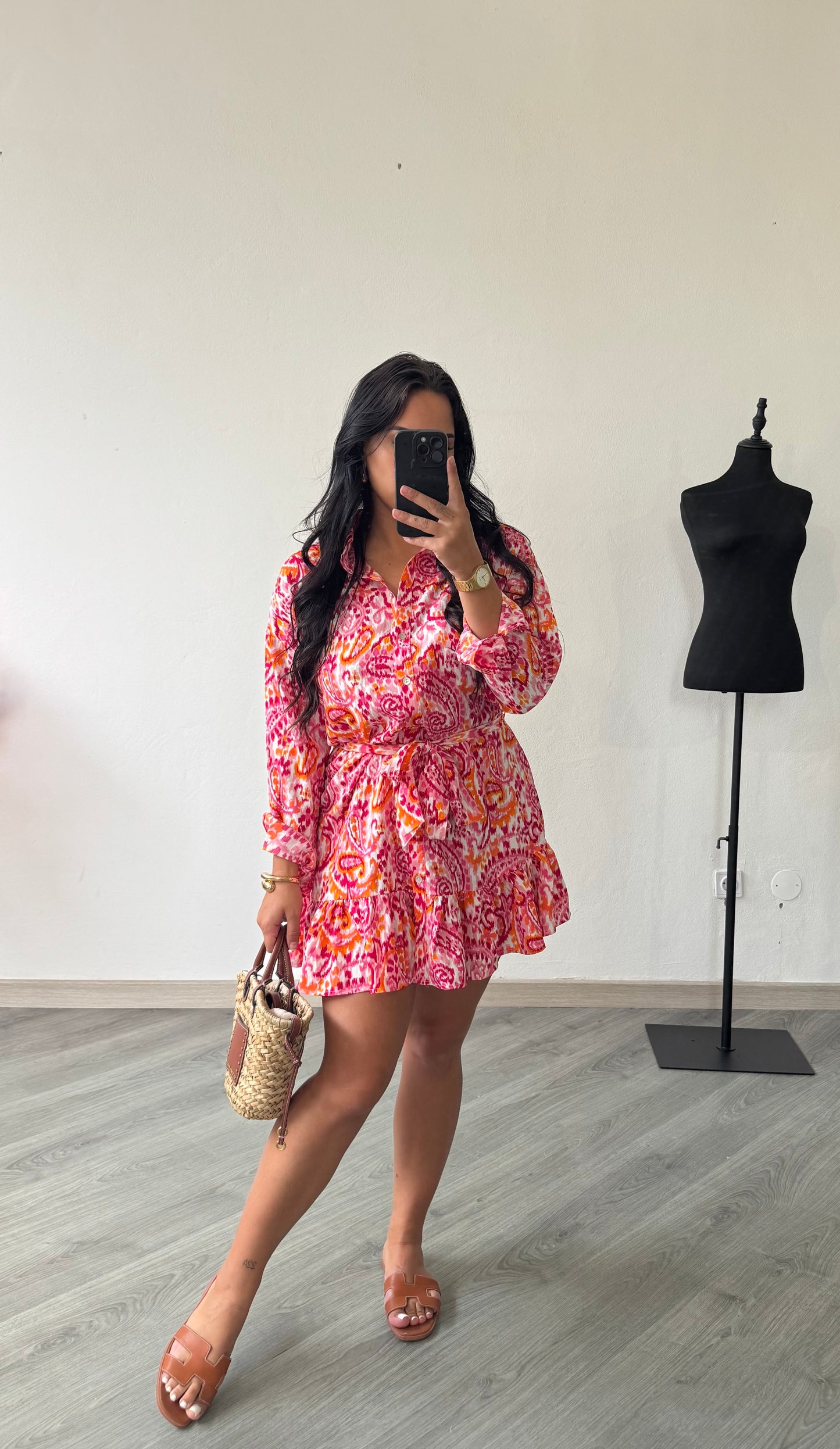 Vestido estampado rosa