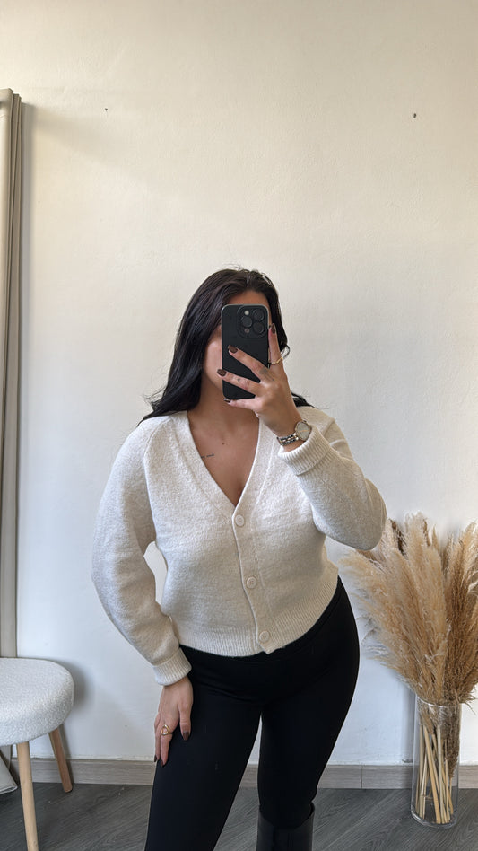 Casaco de malha com decote em V