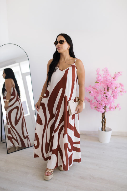 Vestido comprido Siena - castanho