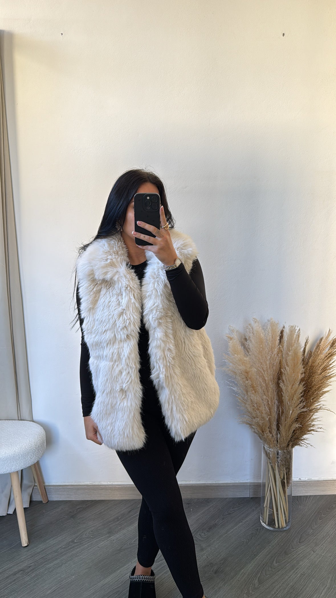 Colete de pele branco