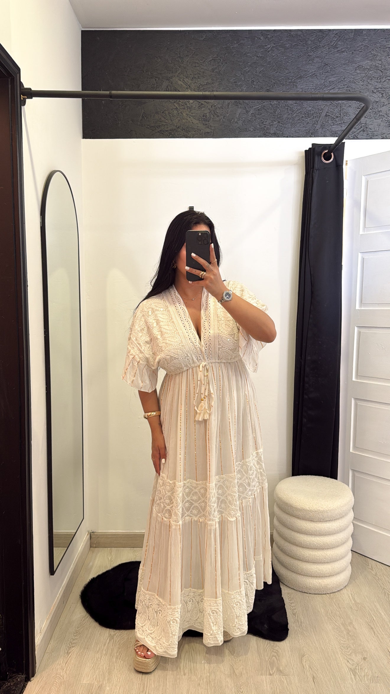 Vestido comprido Boho em renda