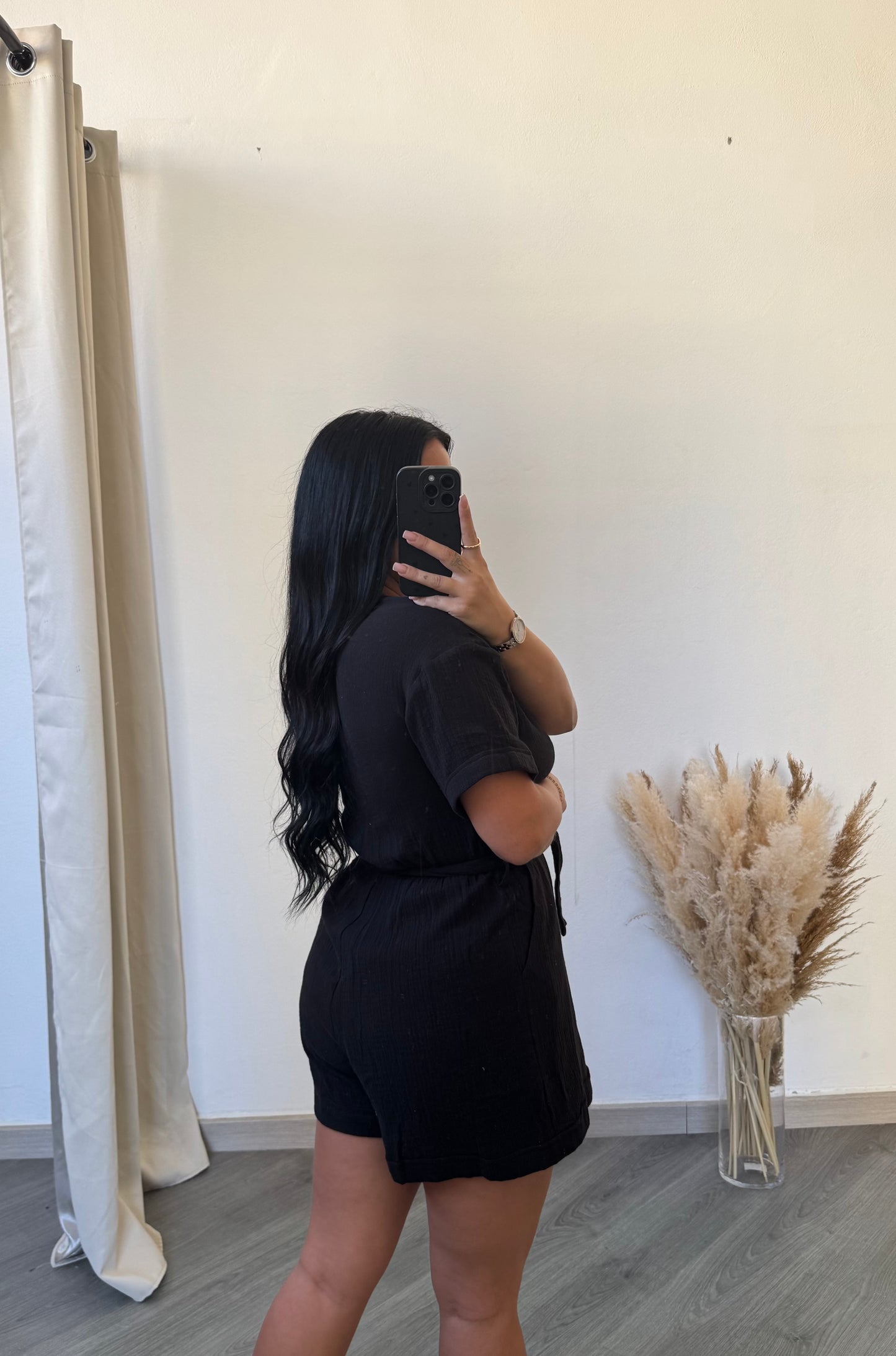 Macacão gaze de algodão - preto