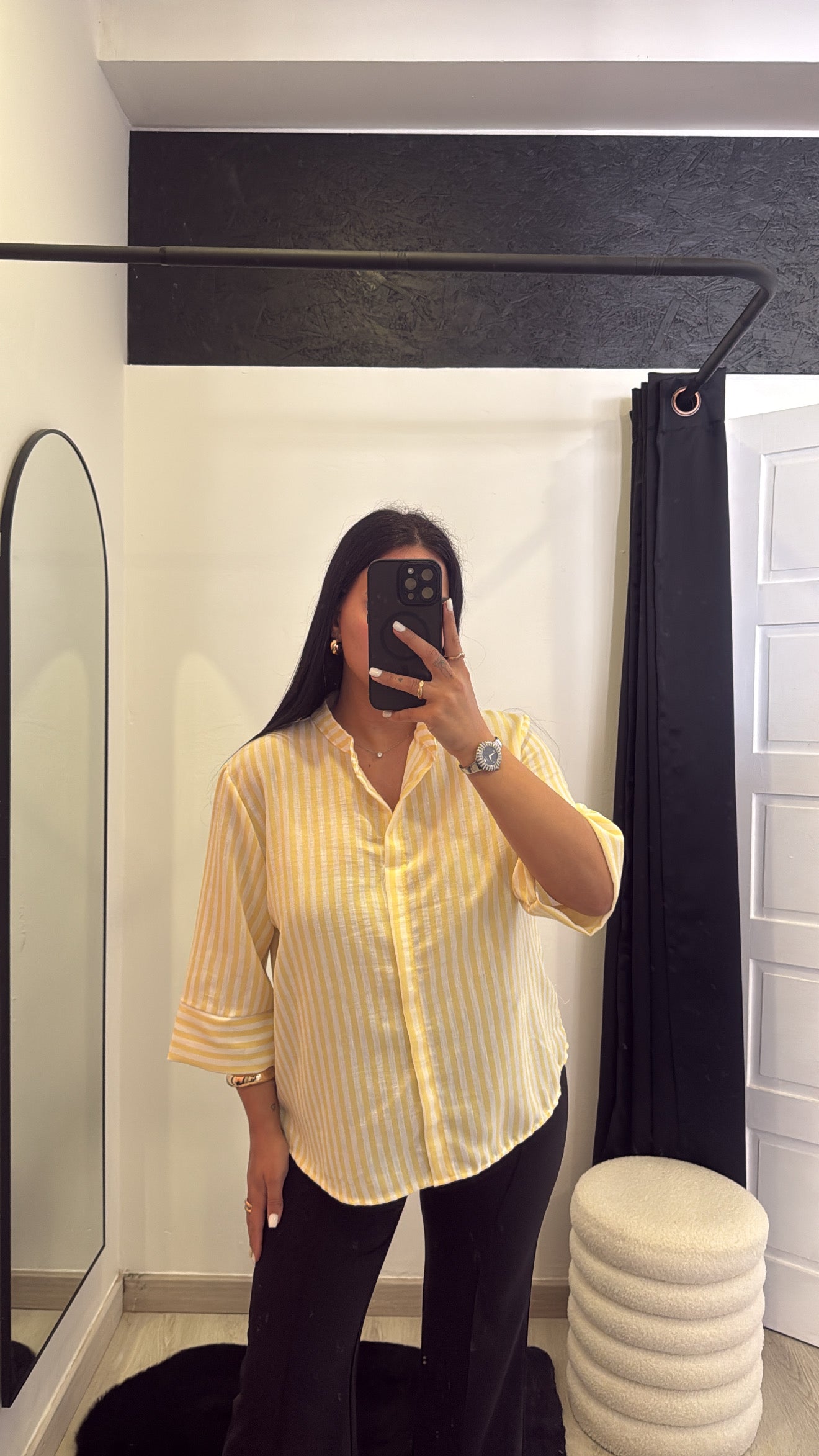 Blusa oversize as riscas - amarelo