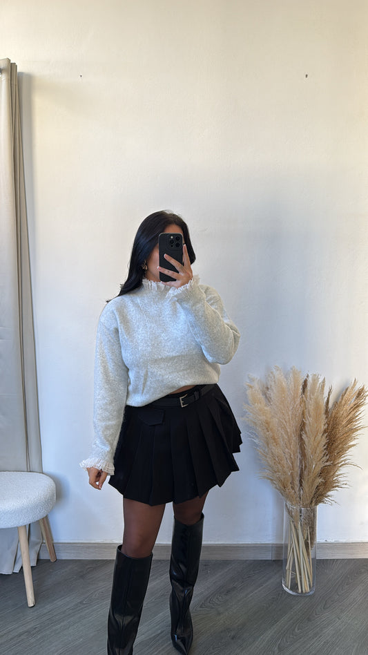 Camisola de malha cinza