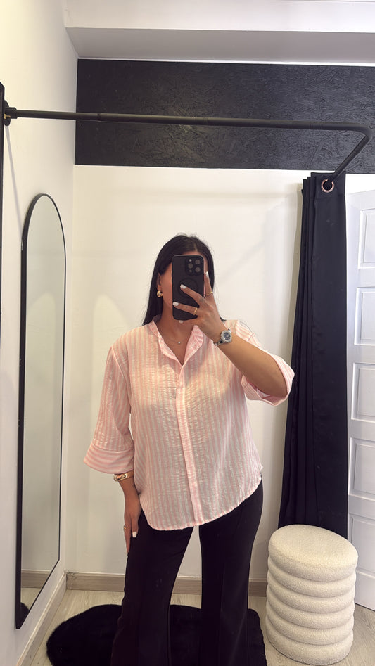 Blusa oversize as riscas - rosa