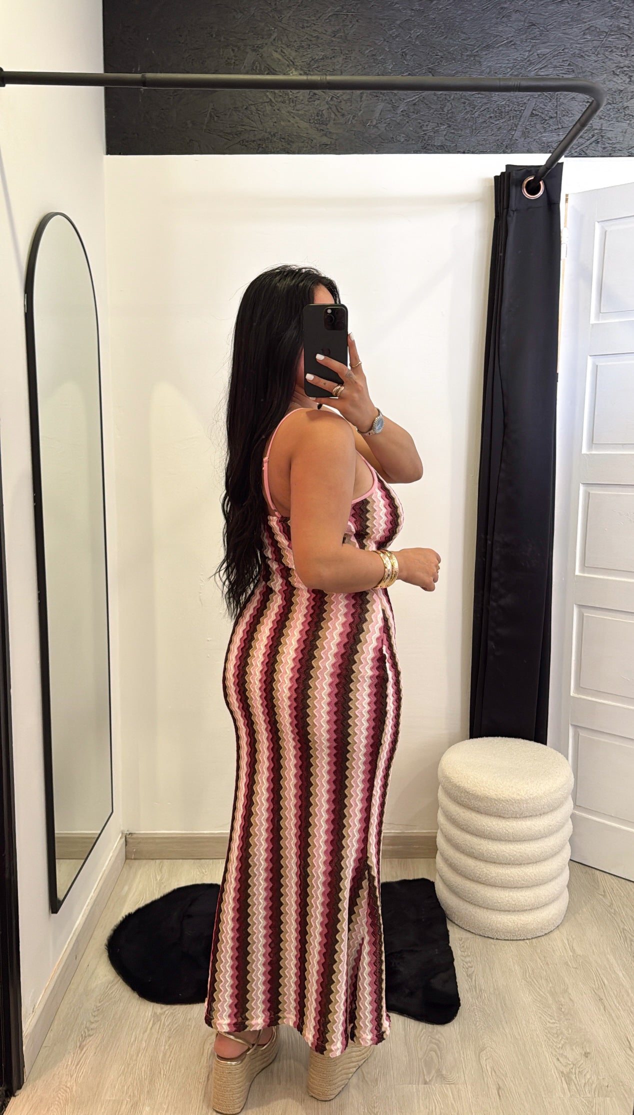 Vestido comprido ondulado - rosa