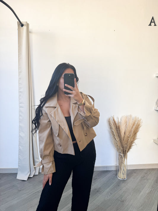 Trench curto bege