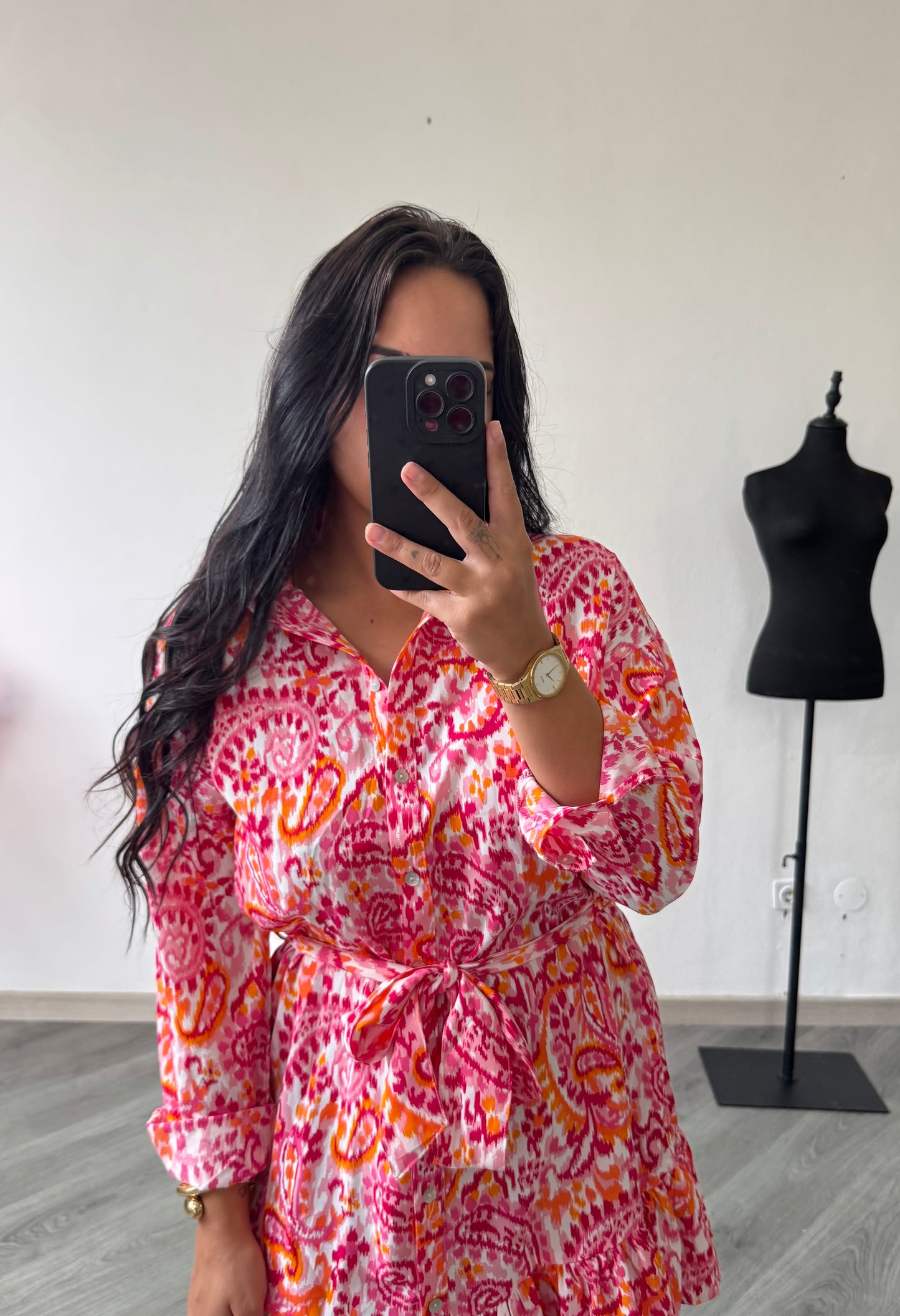 Vestido estampado rosa