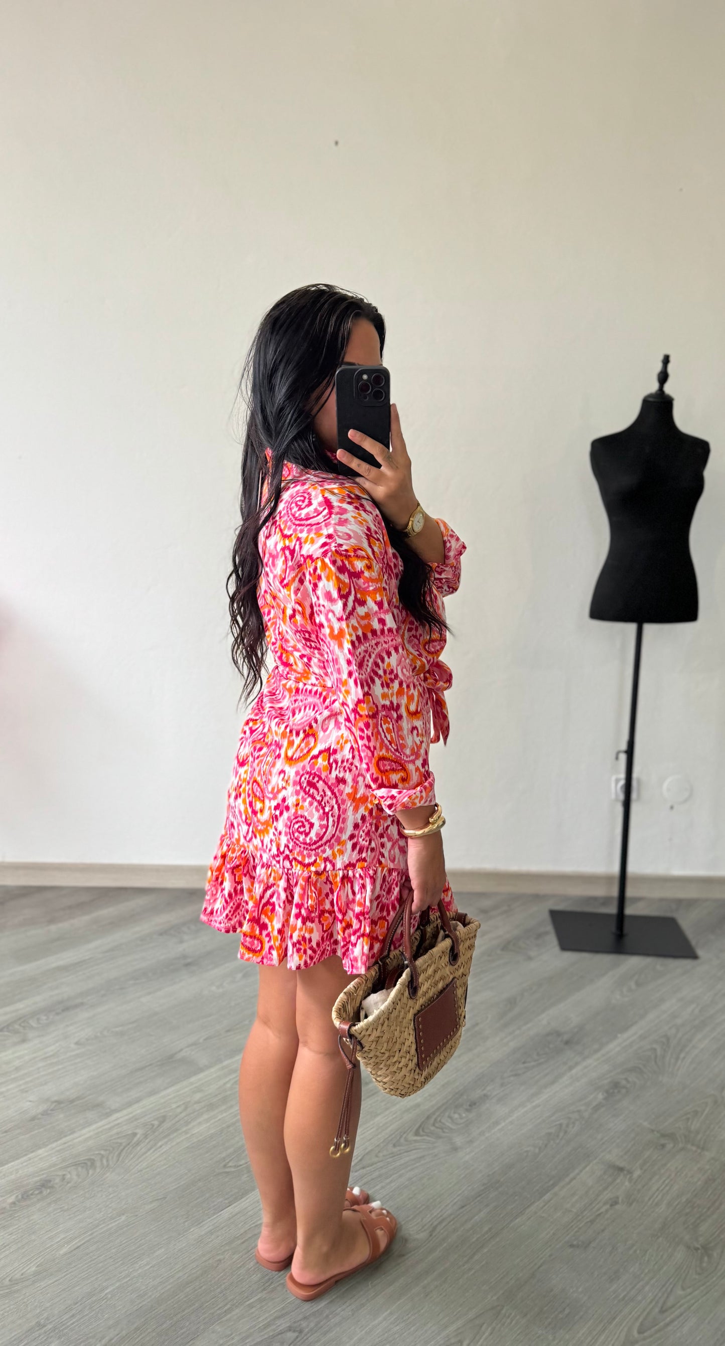 Vestido estampado rosa