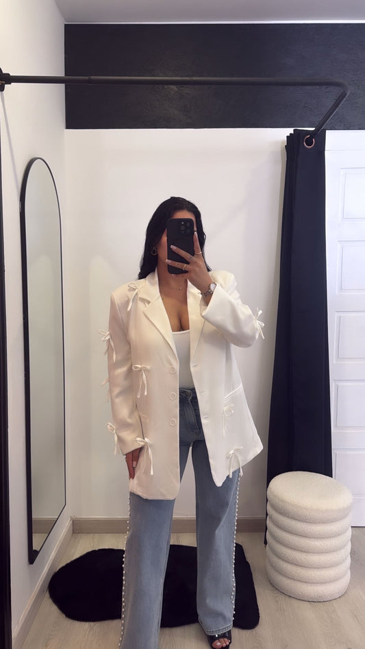 Blazer com laços branco