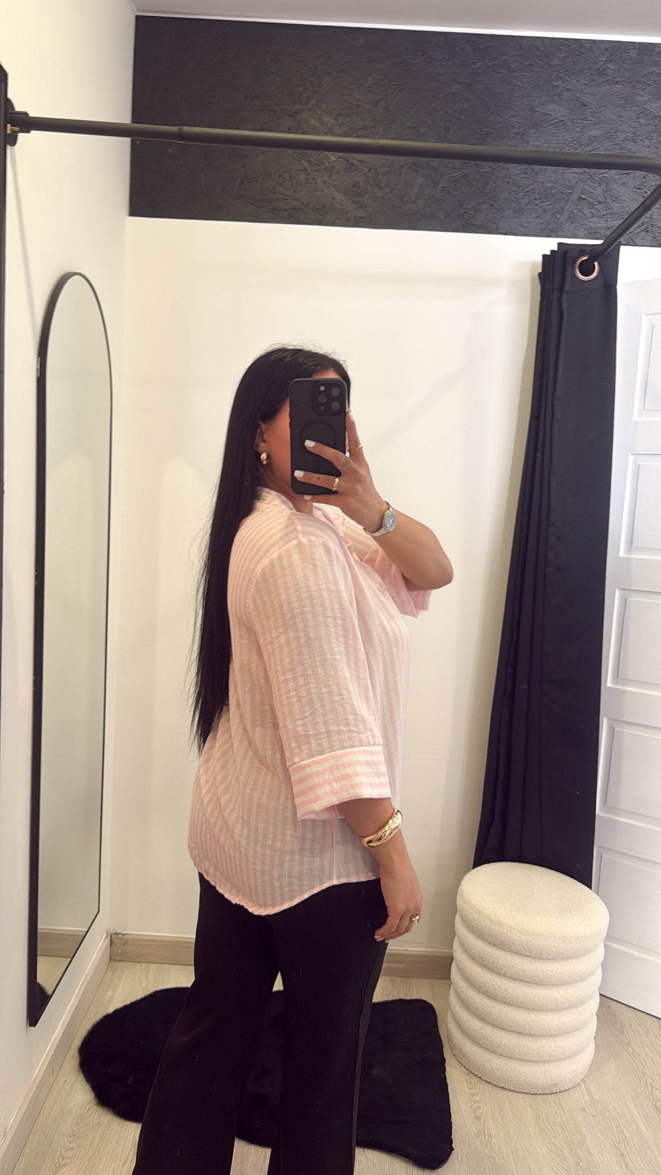 Blusa oversize as riscas - rosa