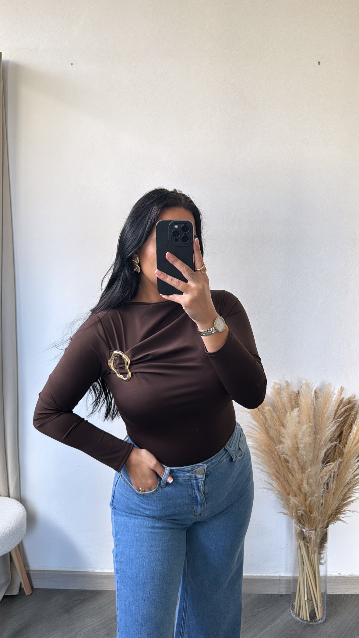 Camisola de licra - castanho