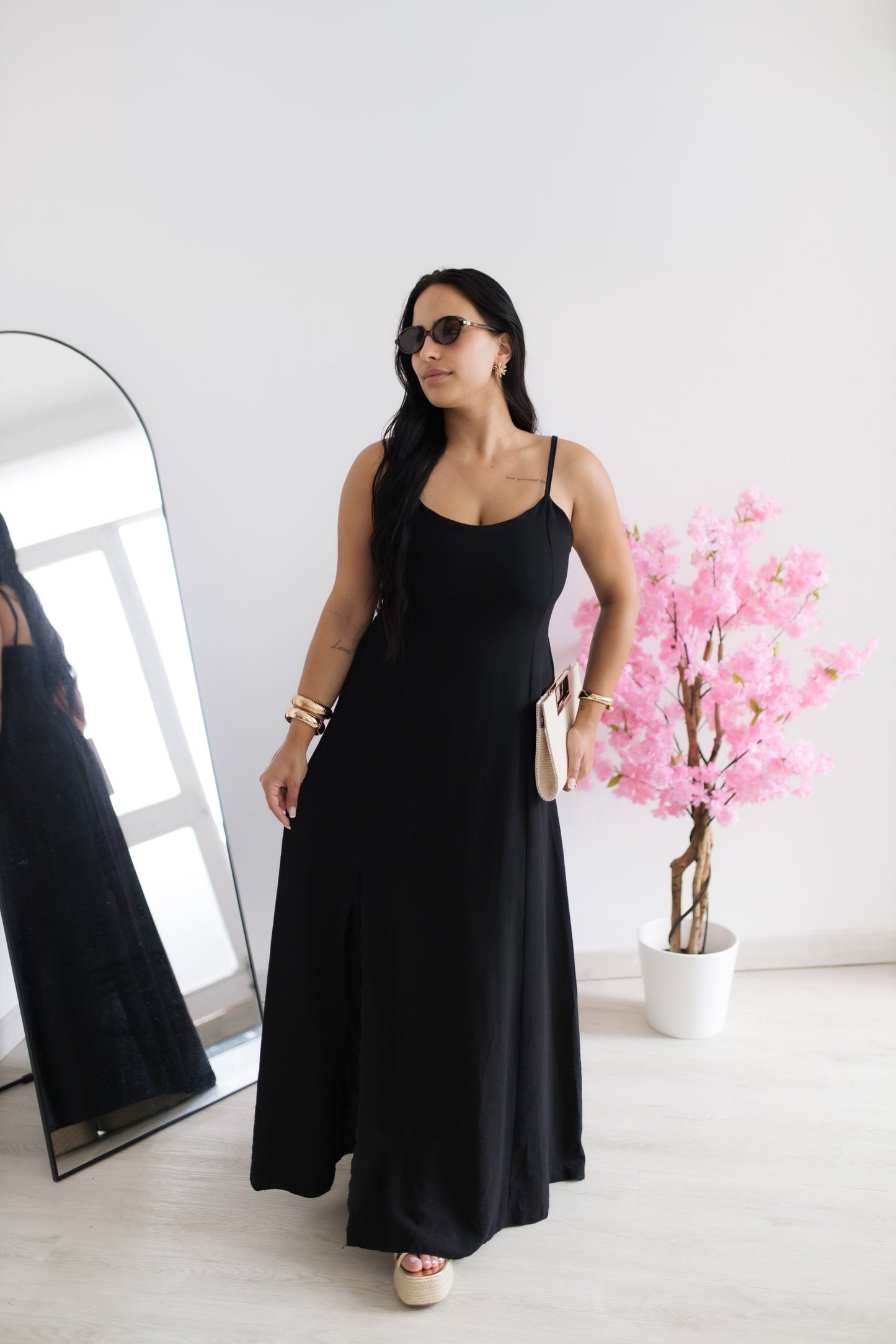 Vestido comprido fluido - preto