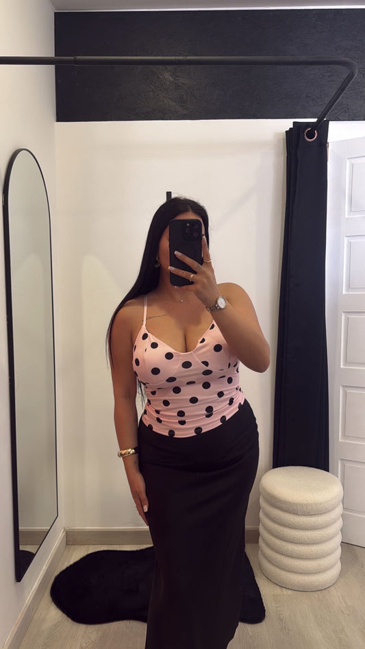 Top rosa com bolinhas