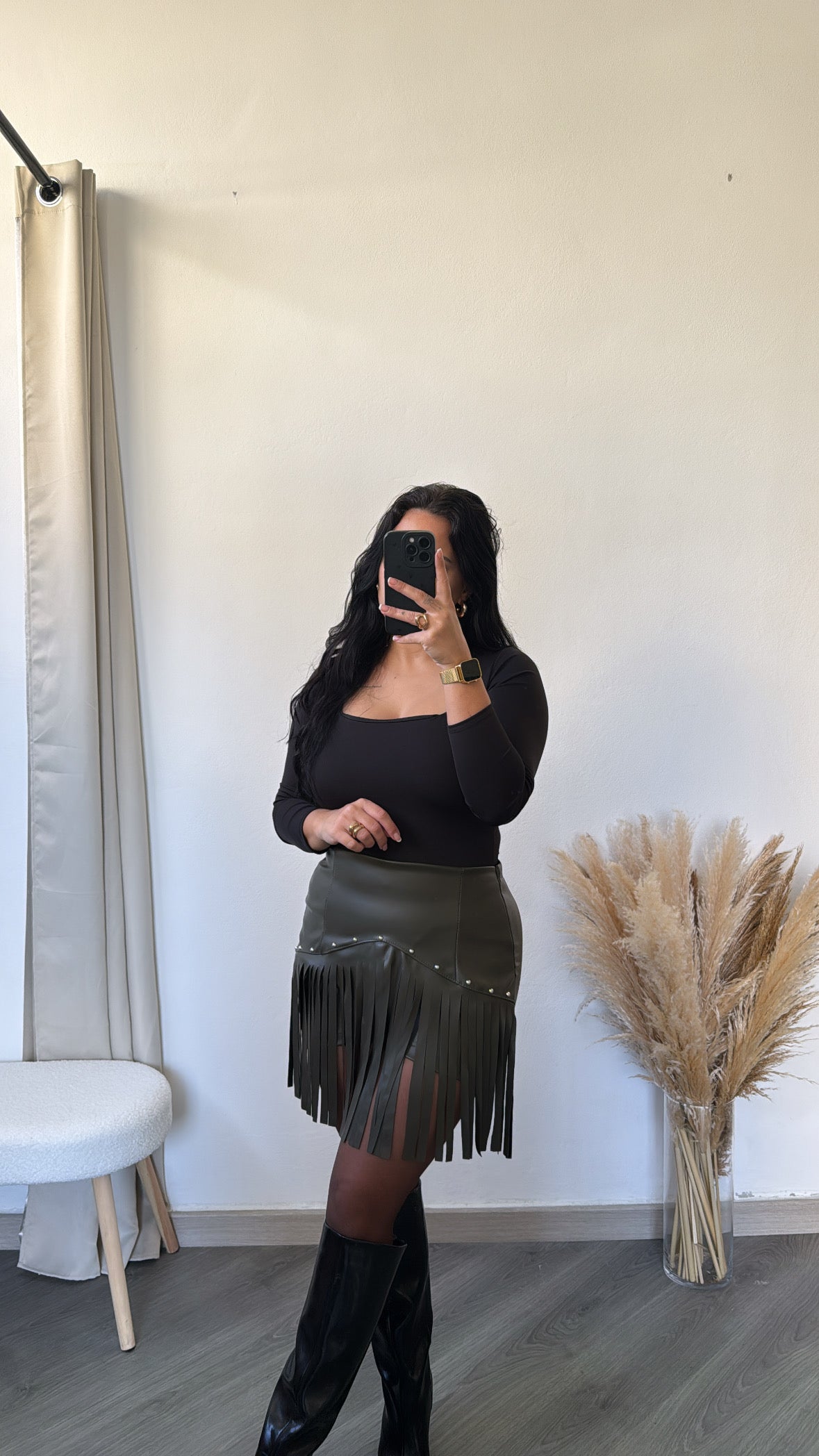 Saia-calção franjas