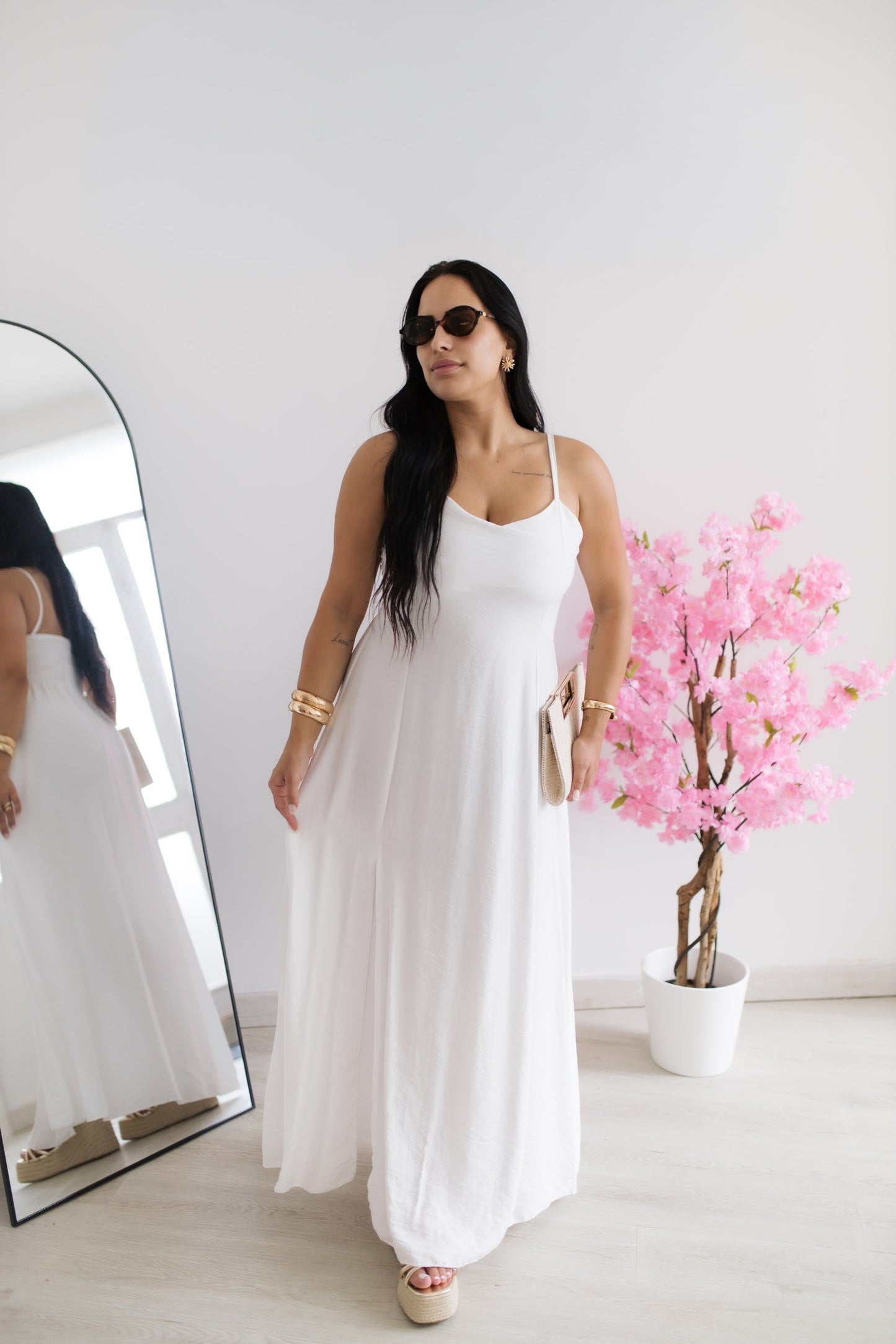Vestido comprido fluido - branco