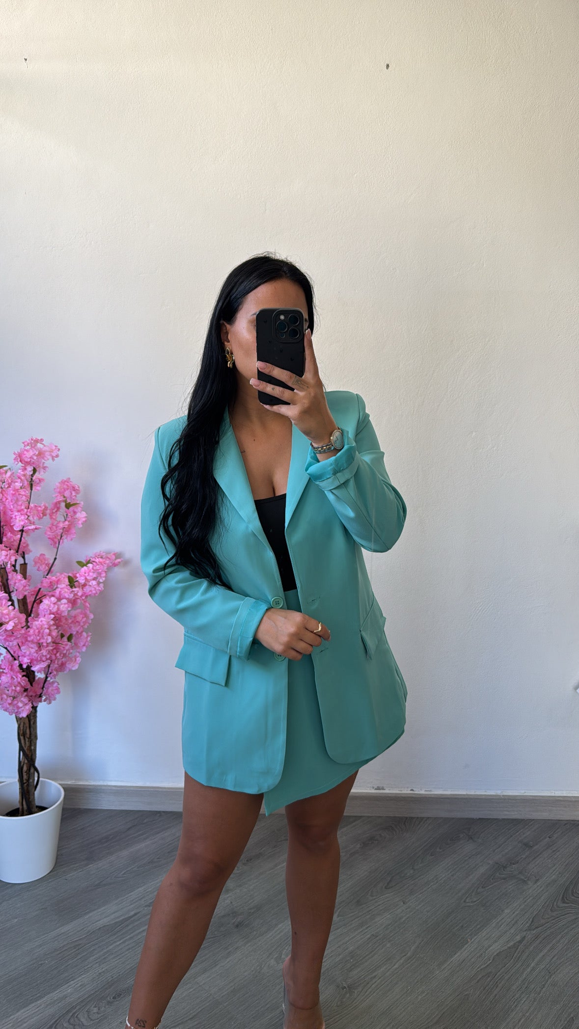 Blazer oversize - azul turquesa