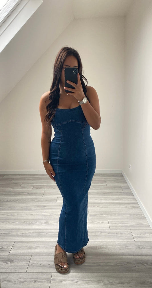 Vestido longo denim