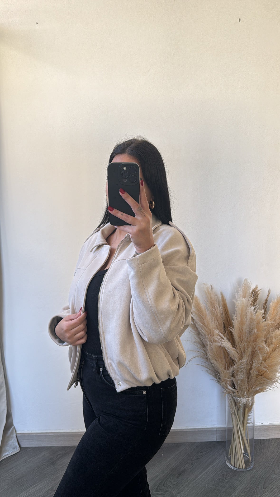 Bomber bege em camurça