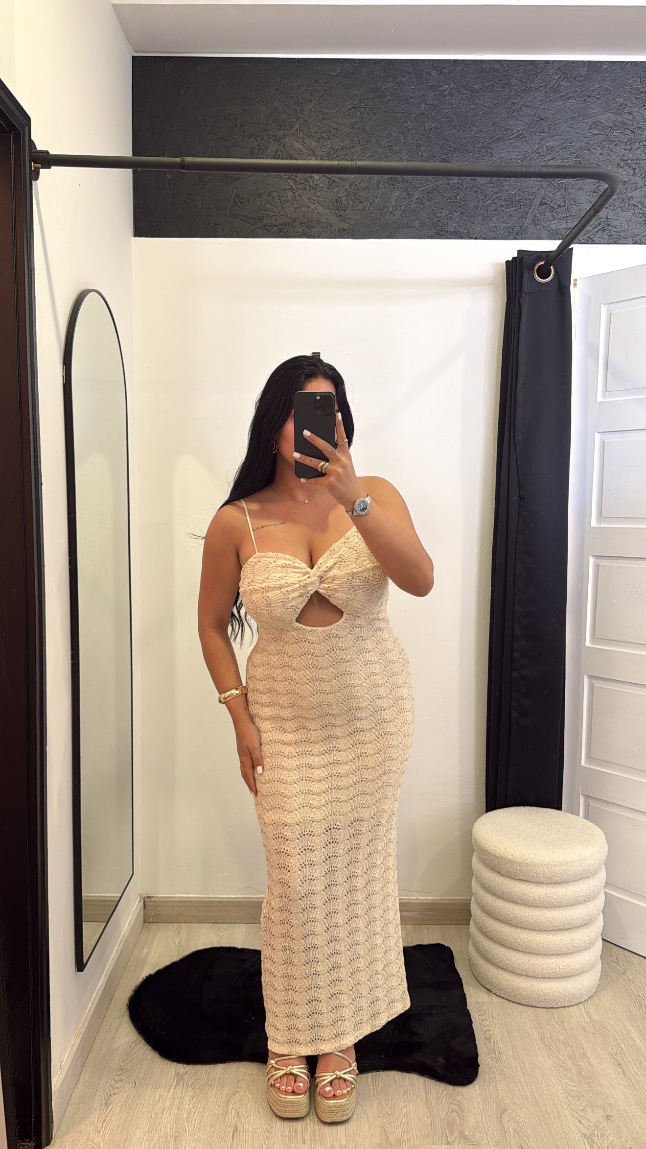 Vestido comprido em crochê