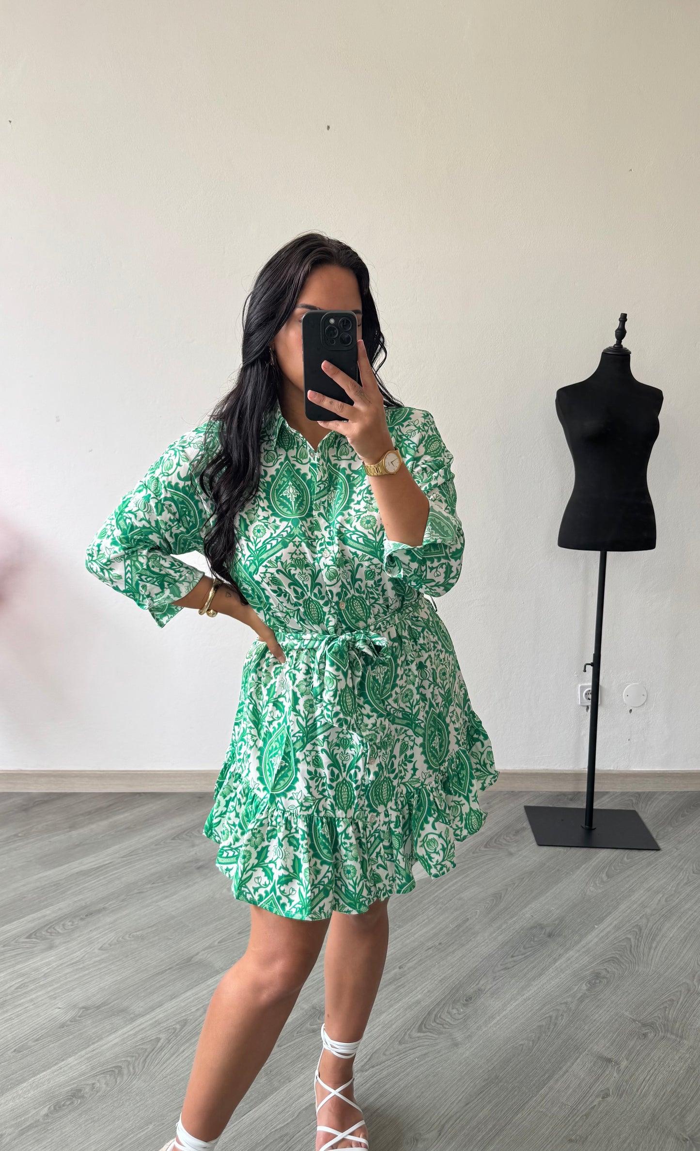 Vestido estampado verde