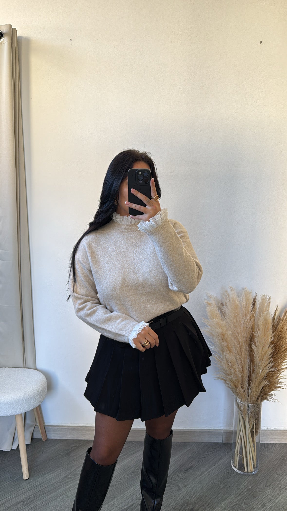 Camisola de malha bege