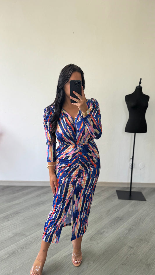 Vestido midi colorido