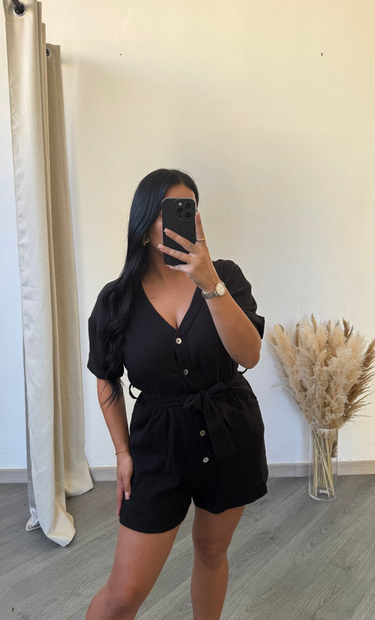 Macacão gaze de algodão - preto