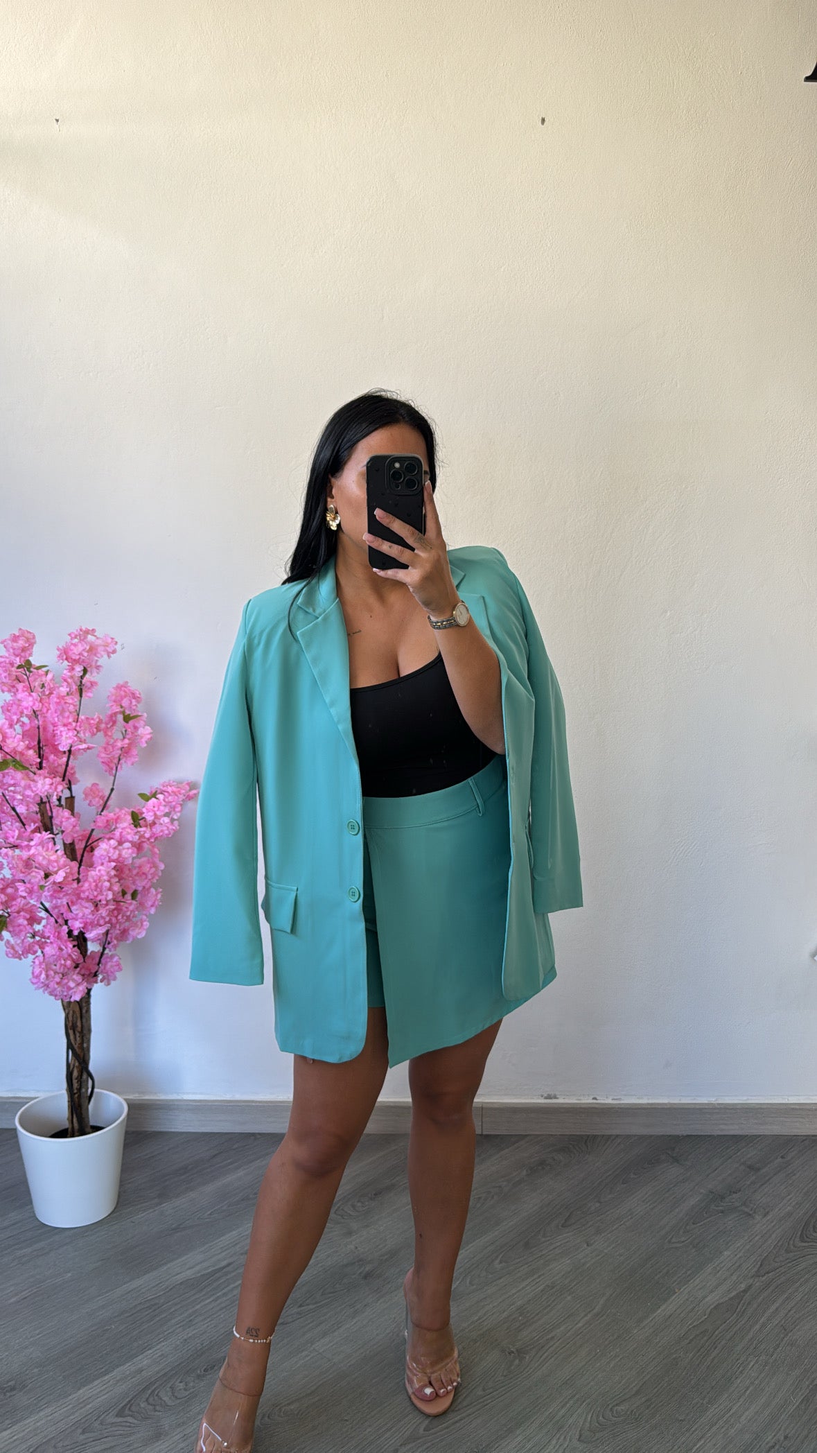 Blazer oversize - azul turquesa