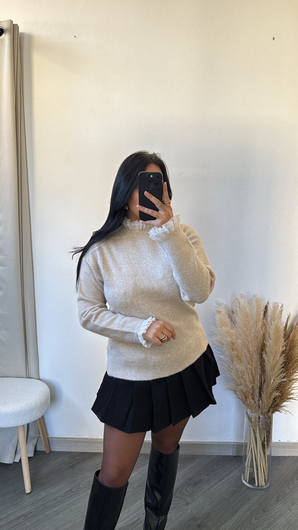 Camisola de malha bege