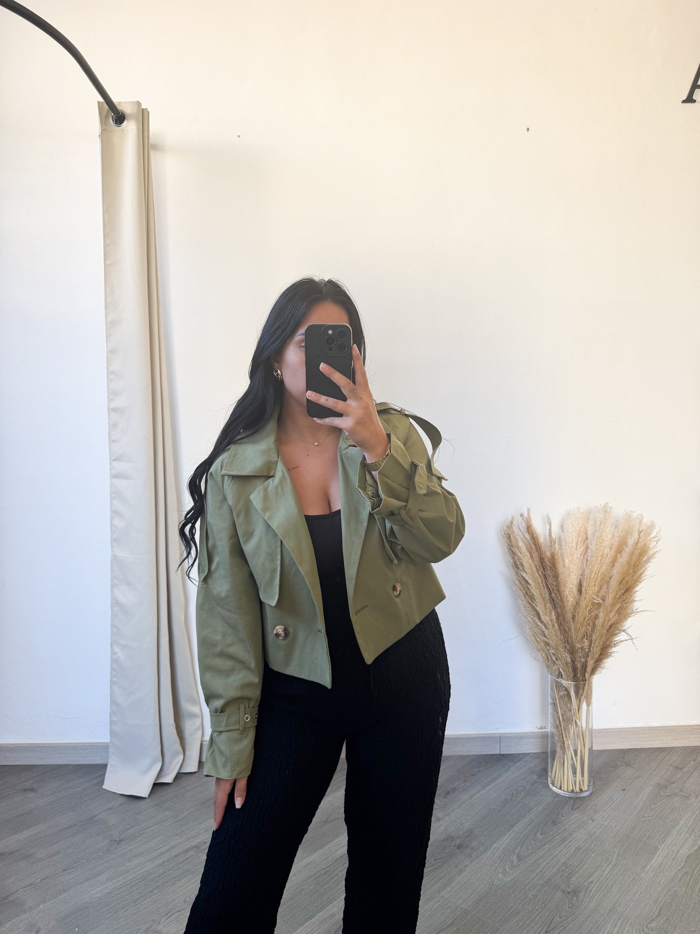 Trench curto verde tropa