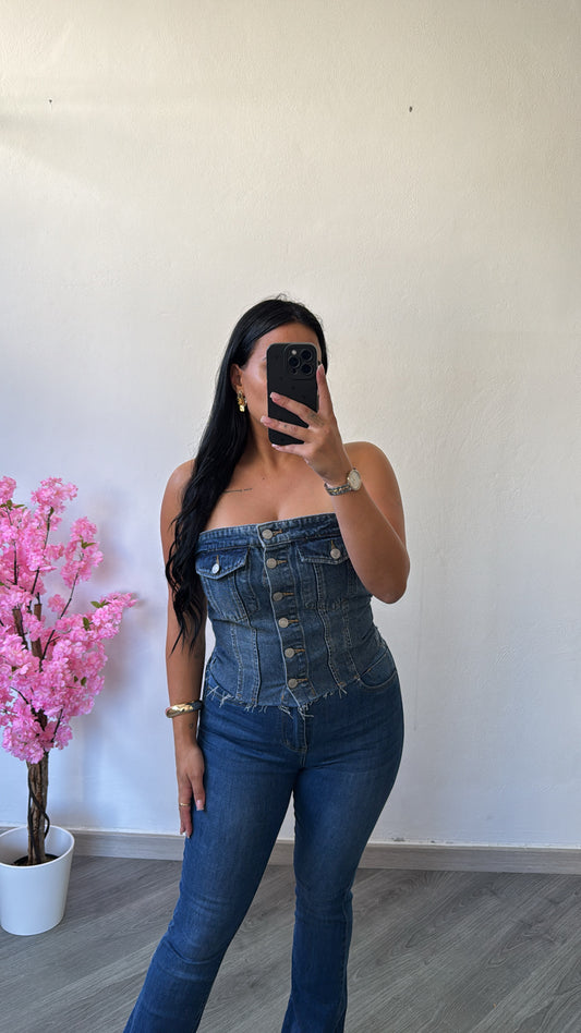 Bustiê botões denim