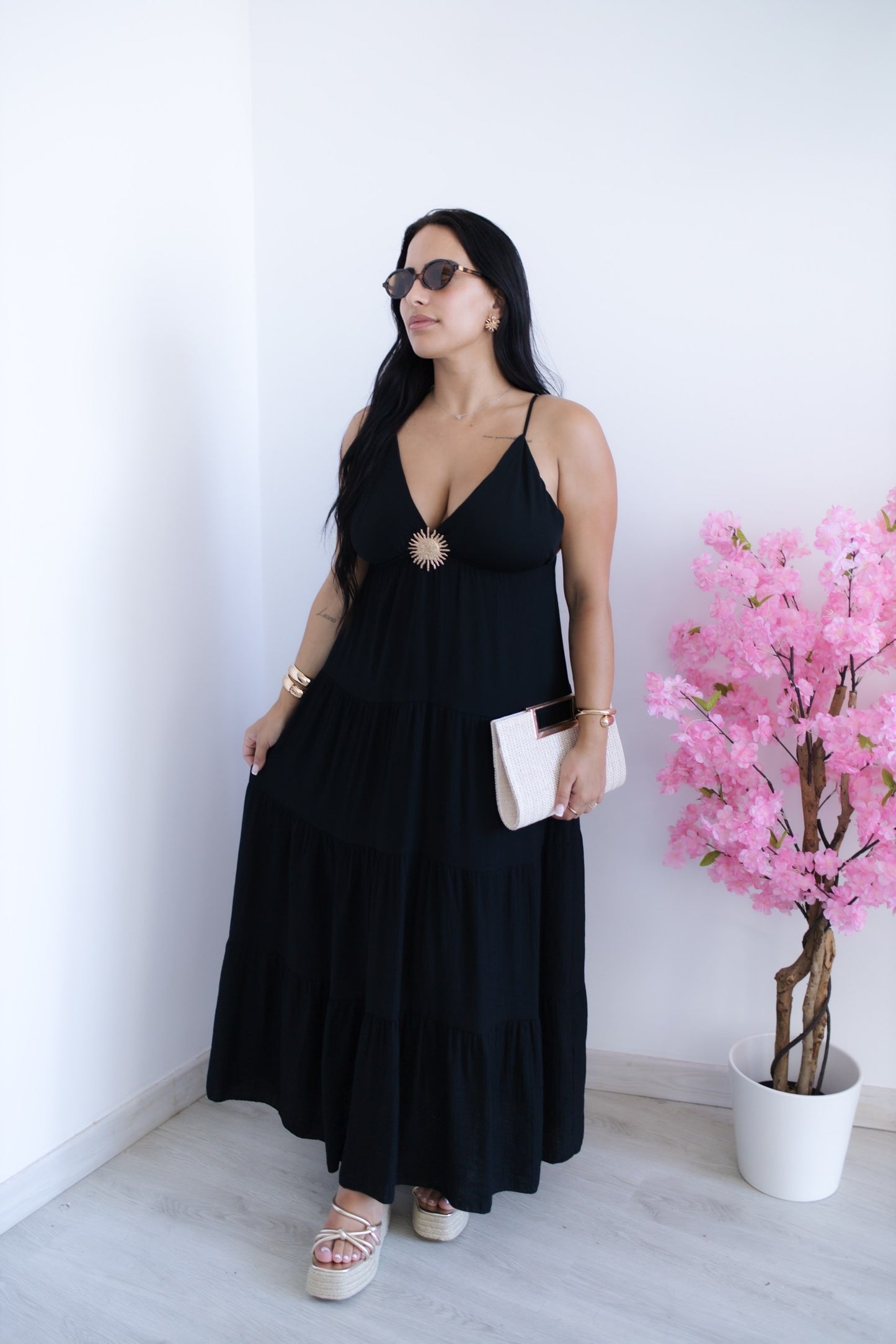 Vestido comprido Aurora - preto