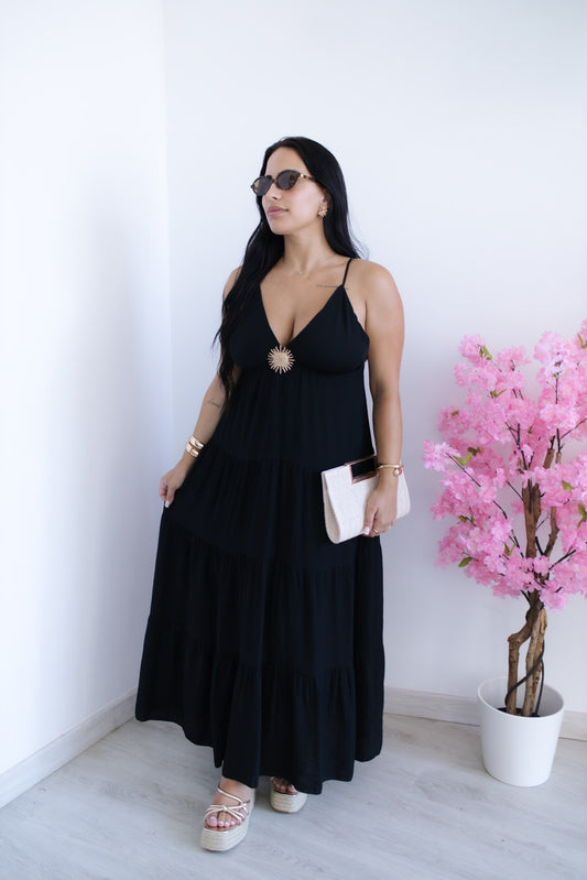 Vestido comprido Aurora - preto