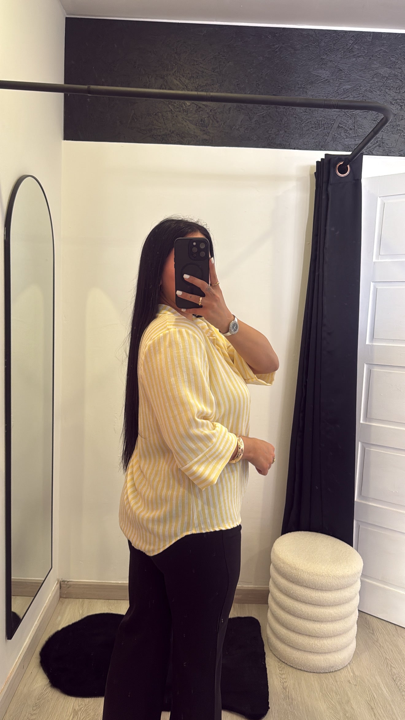 Blusa oversize as riscas - amarelo