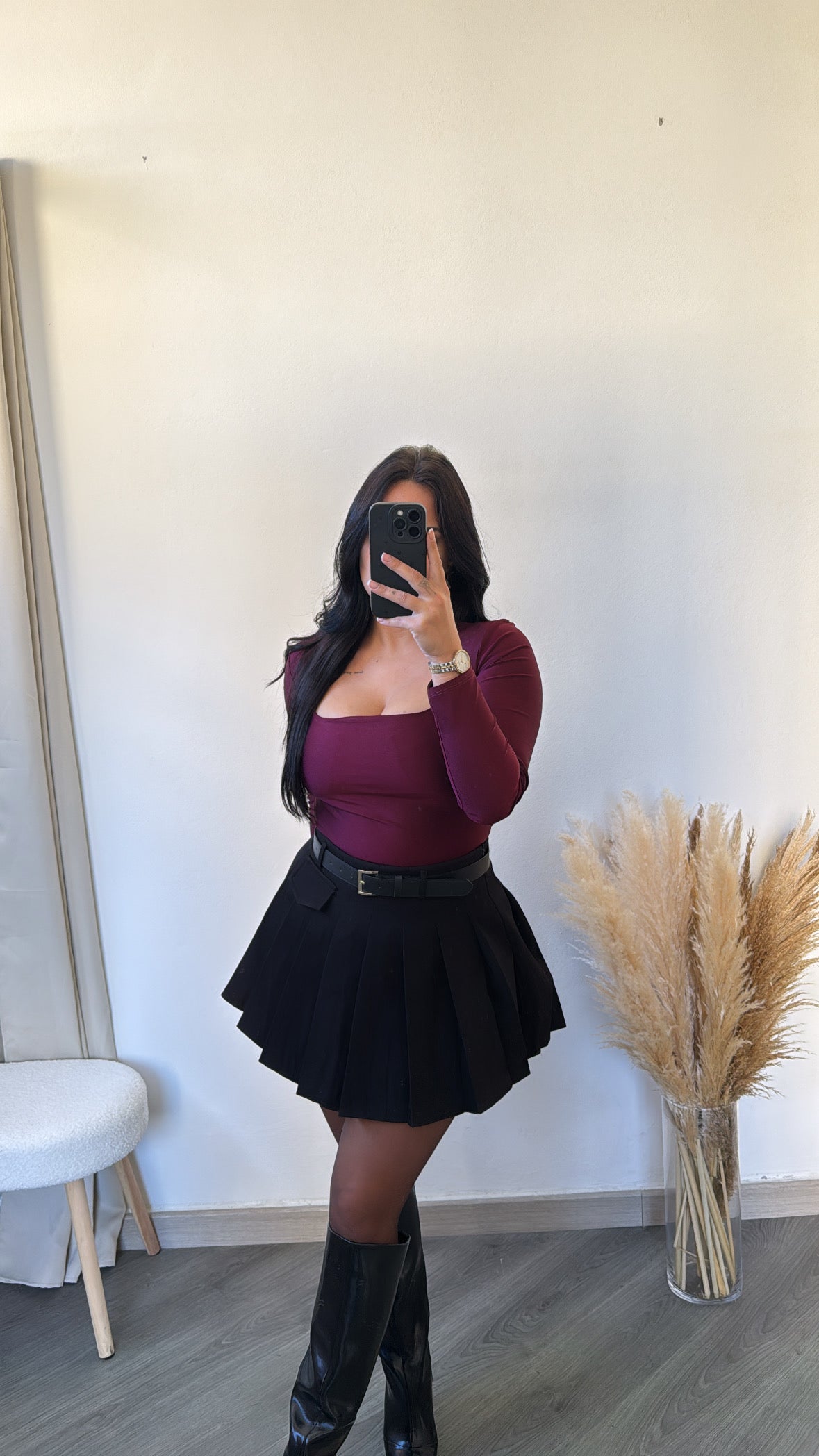 Saia-calçao plissada - preta