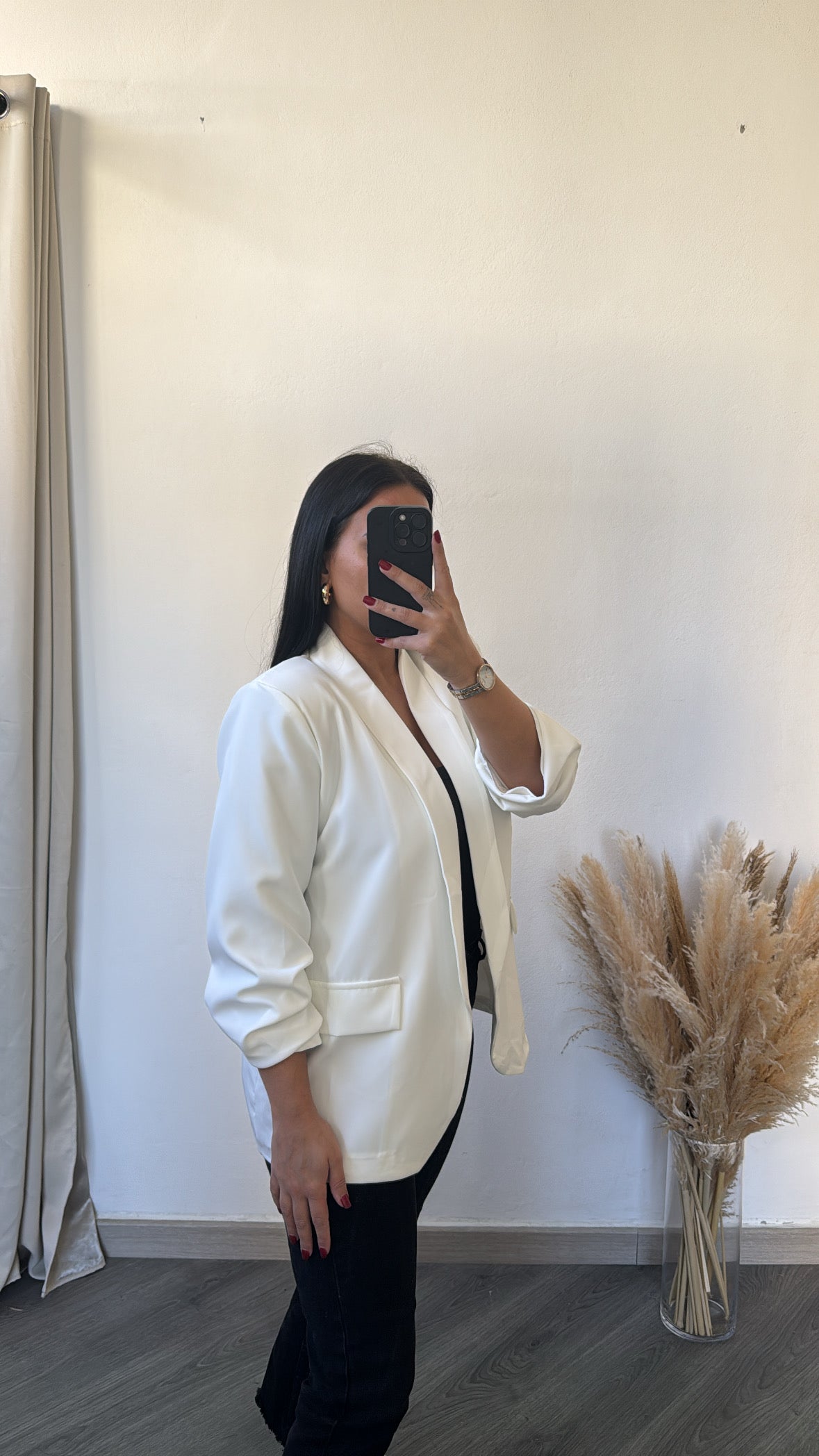 Blazer com mangas arregaçadas- branco